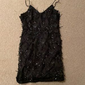 black sequin dress